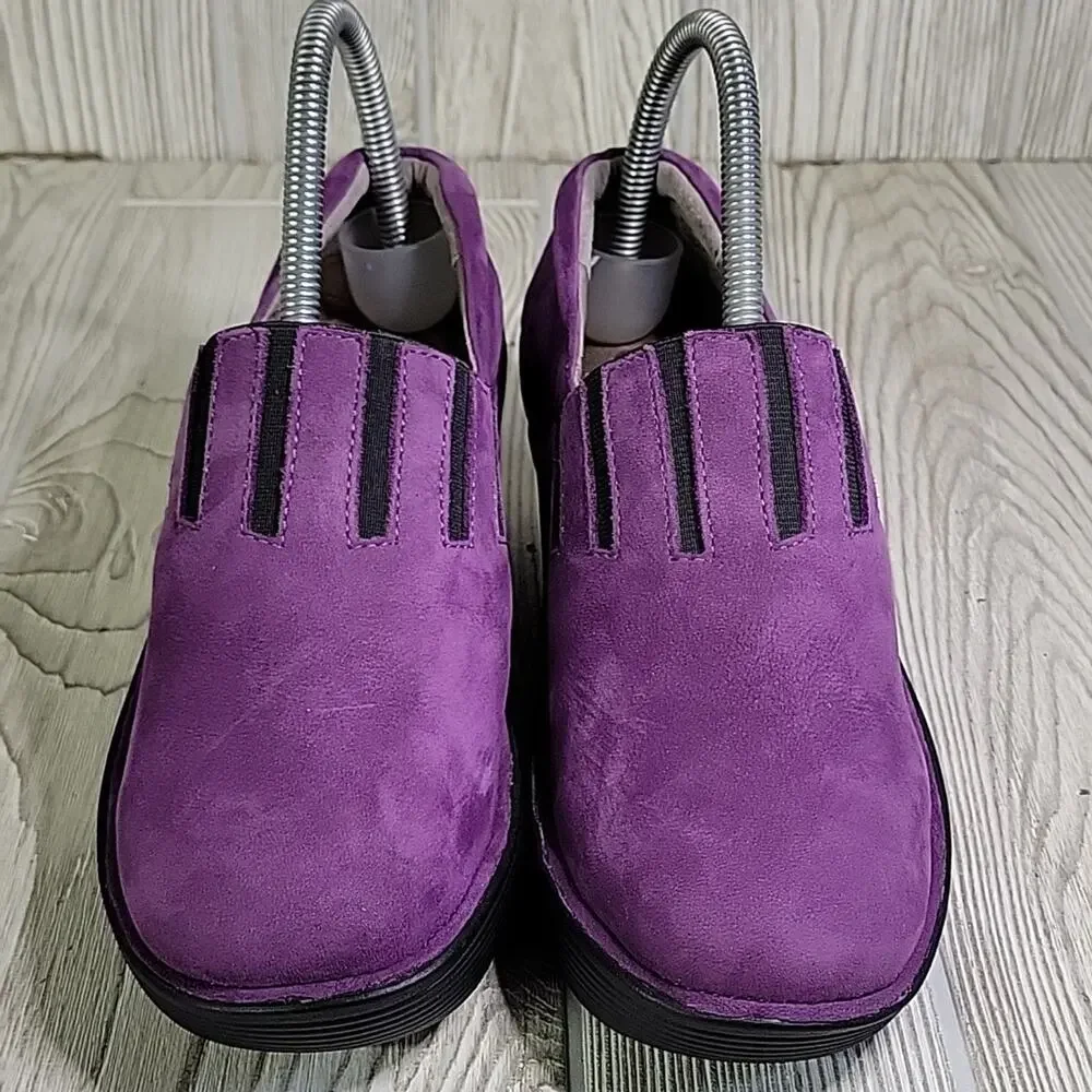 Bionica Purple Leather Wedge Clogs Womens Size 7 - Picture 4 of 13